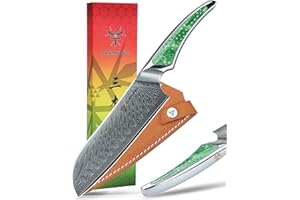 SANMUZUO 7 inch Santoku Knife, Japanese VG-10 Damascus Steel Chef Knife, Ultra Sharp Kitchen Knife with Full-Tang Handle in G