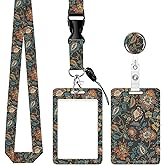 Badge Reels Retractable with Carabiner Reel Clip, ID Name Tag Work Badge Holder Belt Ferrule, Identity ID Badge Holder Cover Case for Office Work Nurse Teacher Student Gifts(BOHO Flower)