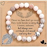 BABORI Sympathy Gifts for Loss of Loved one Memorial Healing Remembrance Condolence Grief Present for Women Pink Beads Bracelet With Angel Wings