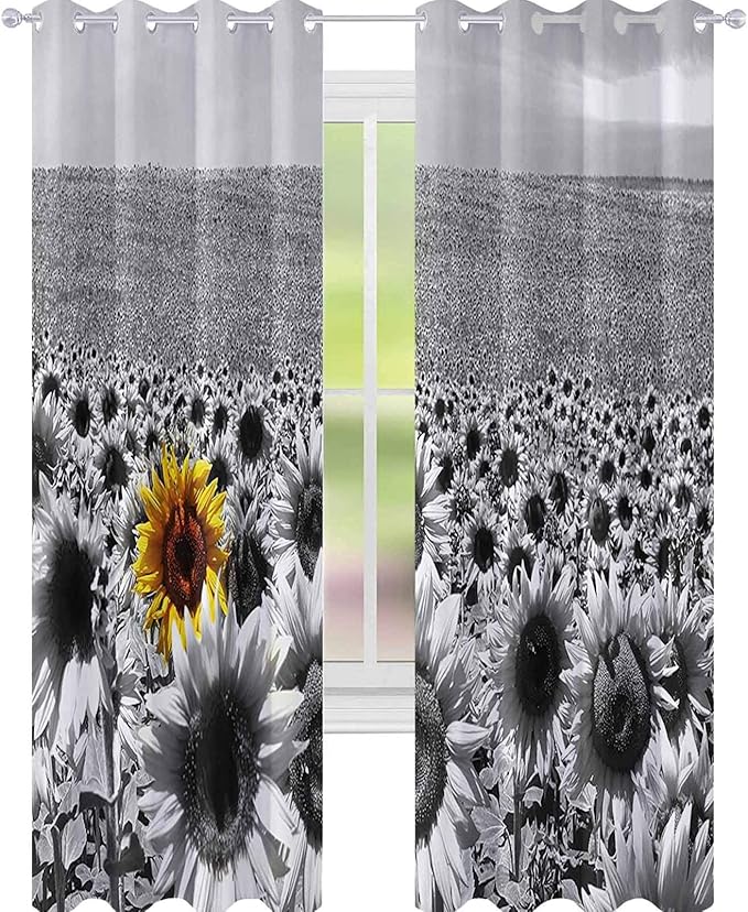 YUAZHOQI - Cortina de ventana para ventana, diseño de girasol, color