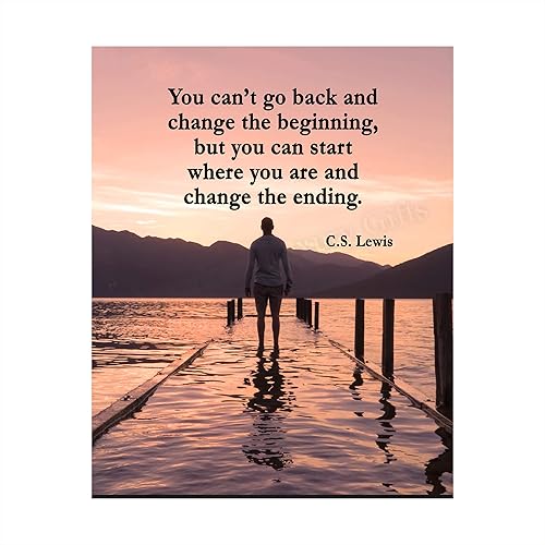 cs lewis quotes wall art start where you are change the ending 8 x 10 inspirational mountain lake photo print ready to frame modern