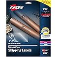 Avery Printable Shipping Labels with Sure Feed, 2" x 4", Glossy Crystal Clear, 100 Blank Mailing Labels (6522)