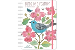 Geninne Zlatkis 2024 Weekly Planner: Birds of a Feather | Travel-Size 12-Month Calendar | Compact 5" x 7" | Flexible Cover, Wire-O Binding, Elastic Closure, Inner Pockets