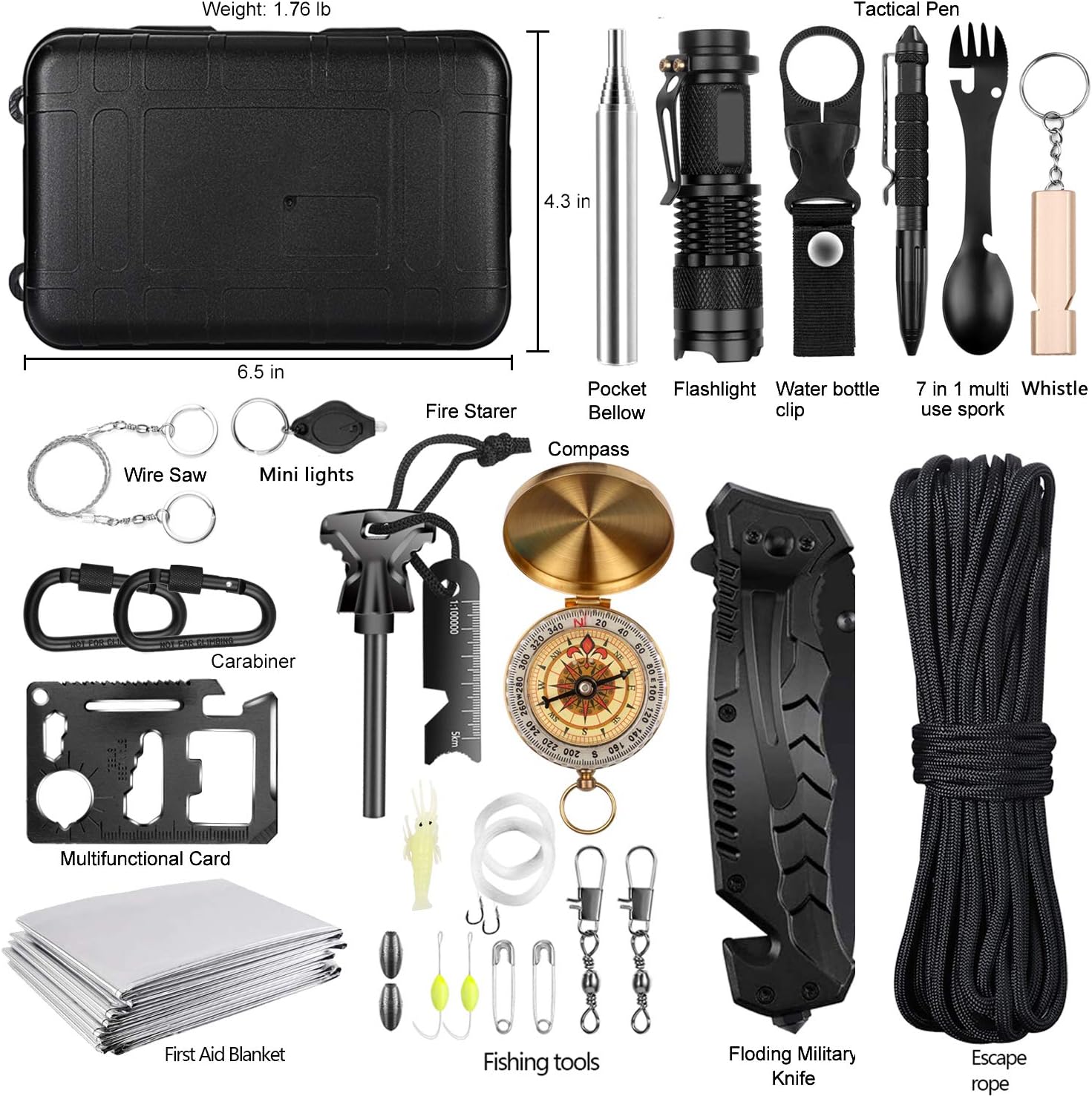 Survival gear and equipment, survival kit 30 in 1, Cool Camping Hiking Hunting Fishing gifts for men dad Husband Father boy Friend - - 