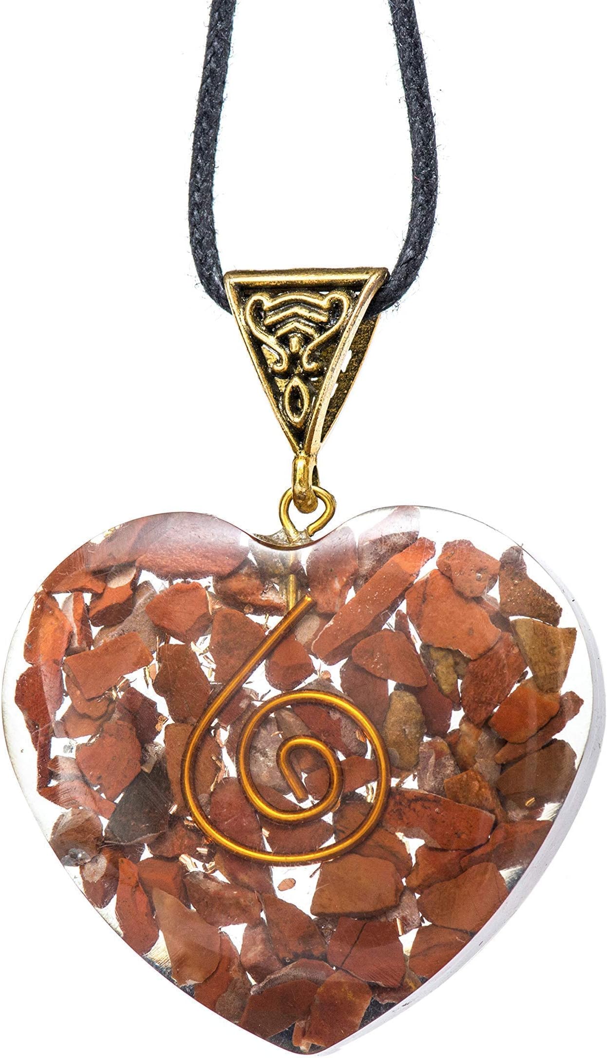 Pura Esprit Crystals and Healing Stones Orgone Pendant EMF Protection – Red Jasper Chakra Stones - Handmade Healing Crystals Orgonite Pendant Necklace – Stress Relief Meditation Yoga Jewelry