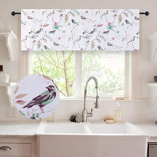 Amazon Com Holking Bird Pattern Kitchen Valances For Windows