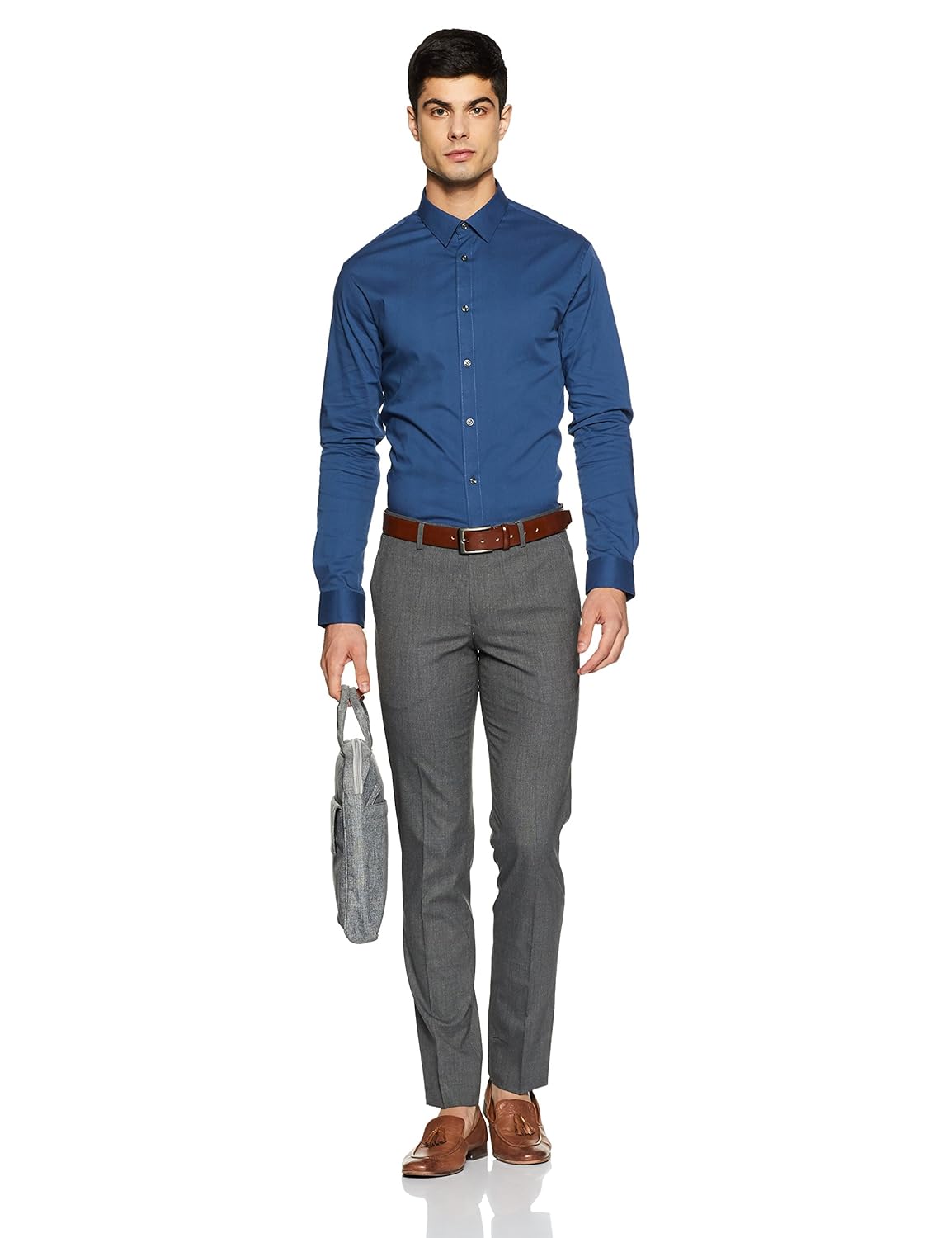 john players men's slim fit formal trousers