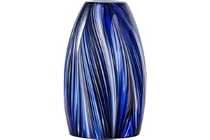Karyfine Oval Glass Lamp Shade Only Art Glass Lamp Covers Light Fixture Replacement for Kitchen Island Mini pendant Ceiling Lights Chandelier Hand Blown Glass Shade Replacement (Brown and Blue）