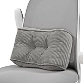 Glyzia Lumbar Support Pillow for Study Desk Chair, Bite-Size Natural Latex Foam Back Support Pillow for Lower Back Pain Relief, Soft & Support Corduroy Office Chair Cushion, S, Gray