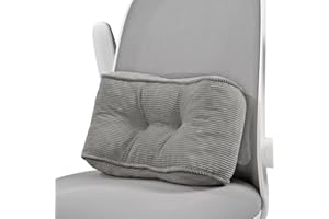 Glyzia Lumbar Support Pillow for Study Desk Chair, High-Density Foam Back Support Pillow for Lower Back Pain Relief, Soft & Support Corduroy Office Chair Cushion, S, Gray