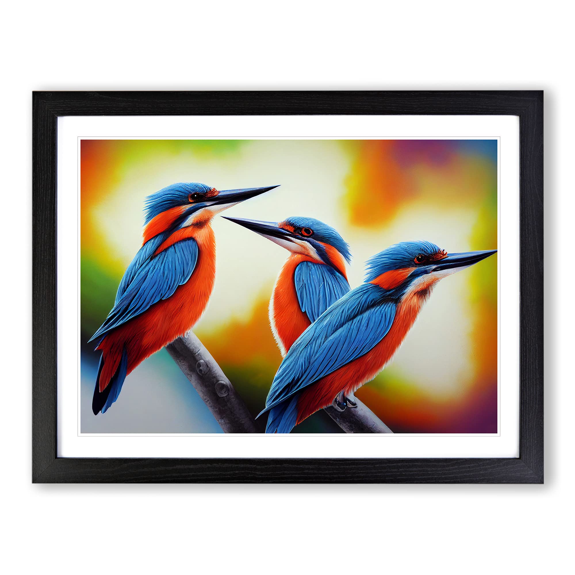 Ultimate Kingfisher Birds Framed Print | A4 Black Framed Wall Art | Ready to Hang | Modern Nature Picture | Living Room Bedroom Lounge Office