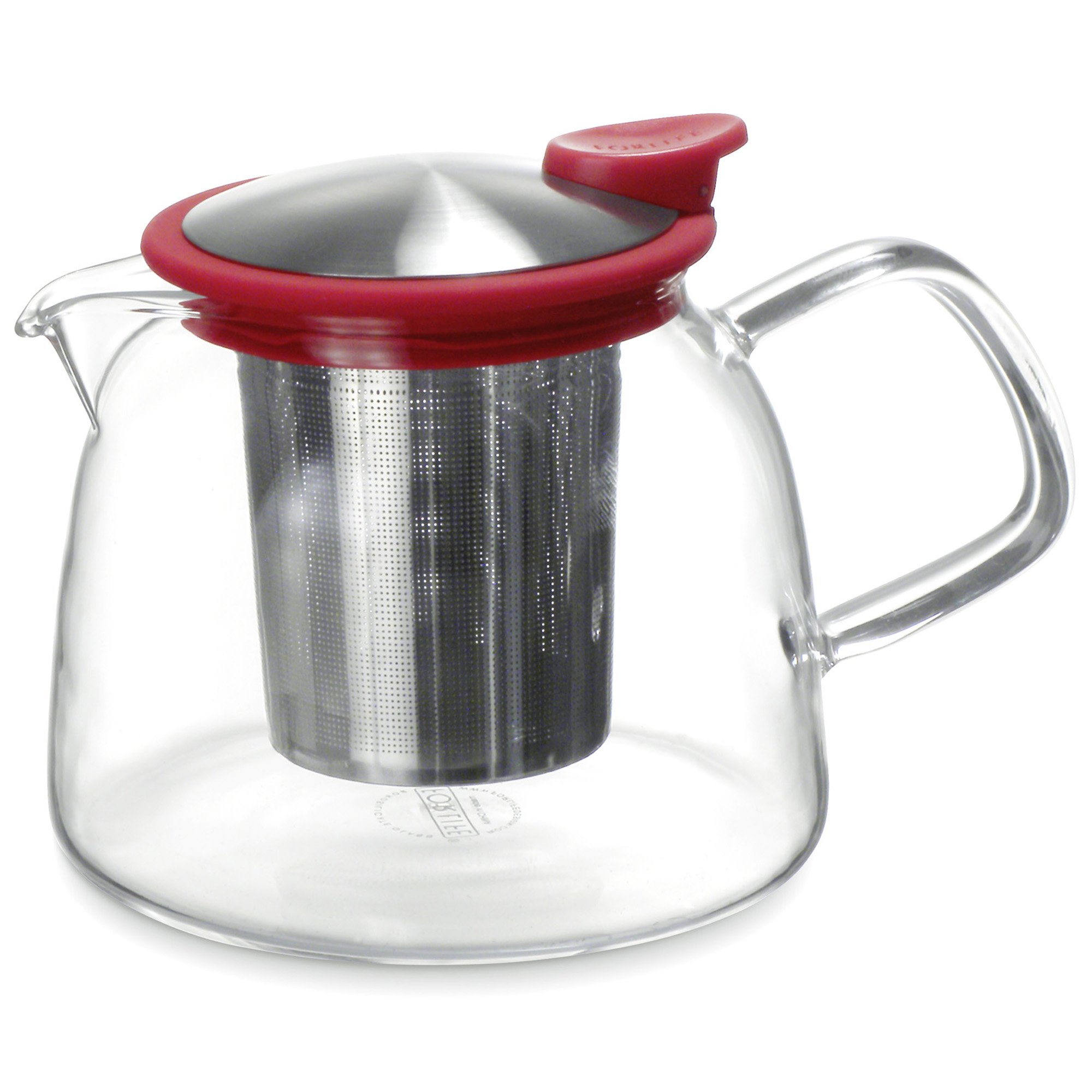 Forlife Bell 730 ml Glass Teapot with Strainer, Red