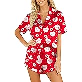 CAZYCHILD Valentines Pajamas Sets for Women Pjs Short Sleeve Top and Shorts Loungewear 2 Pcs Set Button Down Sleepwear