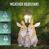 GloBrite Solar Rabbit Family with Lantern Post Light Resin Garden Ornaments view 5