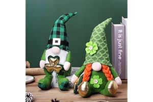 Ni-JASW St Pactrick's Day Plush Gnomes Set of 2, Lucky Green Shamrock Swedish Tomte Elf Figurines Dolls for Tiered Tray Home Decor