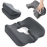 HOMBYS Memory Foam Bed Sore Cushions for Butt,Bedsore Pressure Relief Pillow for Sleeping and Sitting,Donut Seat Cushion for Bed Sores, T Shaped Opening Tailbone Pillow, Patent Pending (Dark Grey)