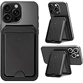 Upcommon Enclave Wallet Stand for iPhone 17/16/15/14/13/12 Series, Compatible with MagSafe, Magnetic 5 Card Holder, Adjustable Stand, RFID Blocking, Microfiber Leather (Black)