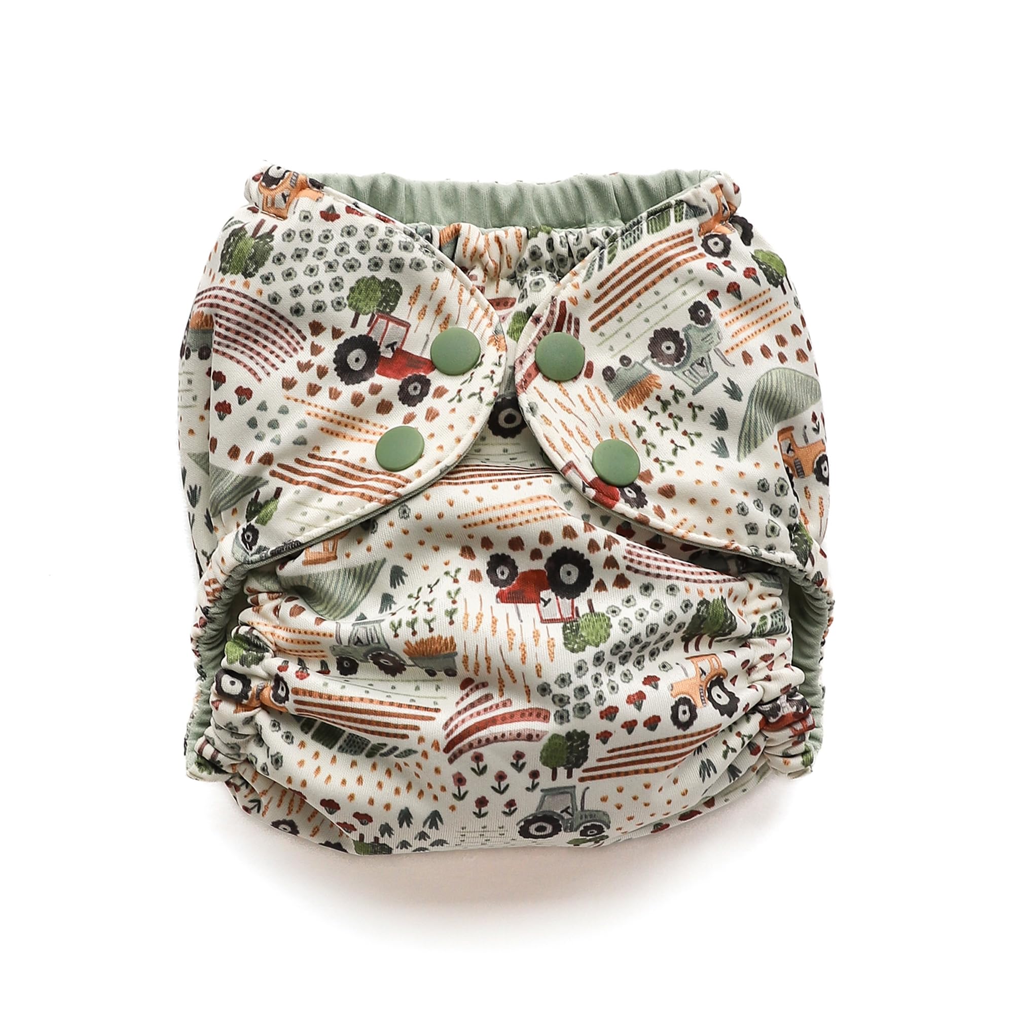 Esembly Cloth Diaper Cover, Tractor Trails, Size 2 (18-35lbs) | Reusable, Waterproof, Breathable and Adjustable Outer Layer O