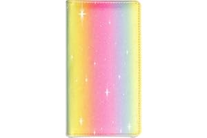 Sanlykate Glitter Checkbook Cover for Girl Women, RFID Blocking PU Leather Standard Register Check Book Case With Pen Inserts & Free Divider, Rainbow