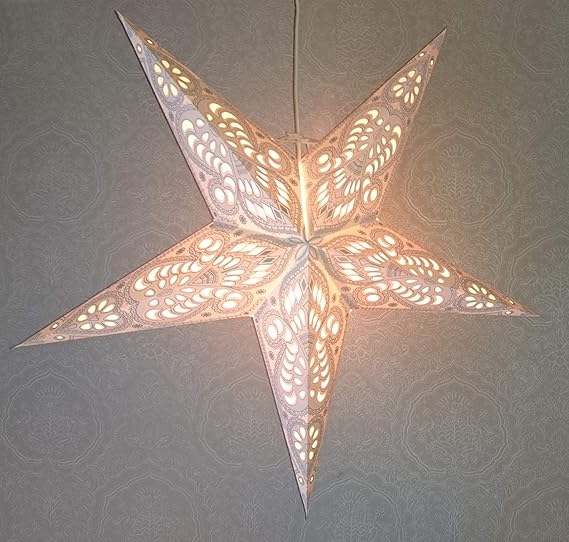 Stella Di Carta Natale.Stella Di Carta Stella Di Natale Stella Bianco Grigio Amazon It Illuminazione