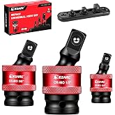 EZARC Swivel Socket Set, 1/4", 3/8", 1/2" CR-MO Flexible Socket Extension | 3PCS Wobble Socket Extension,U Joint Adapter with Magnetic Organizer for Automotive Repair
