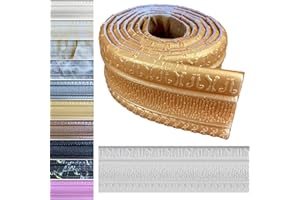 Yutianli Crown Molding Peel and Stick Wallpaper Border Flexible Wall Base Moulding Trim Self Adhesive Vinyl Baseboard Gold Foam Wall molding 3D Mirror Border (1PCS-89, Gold)