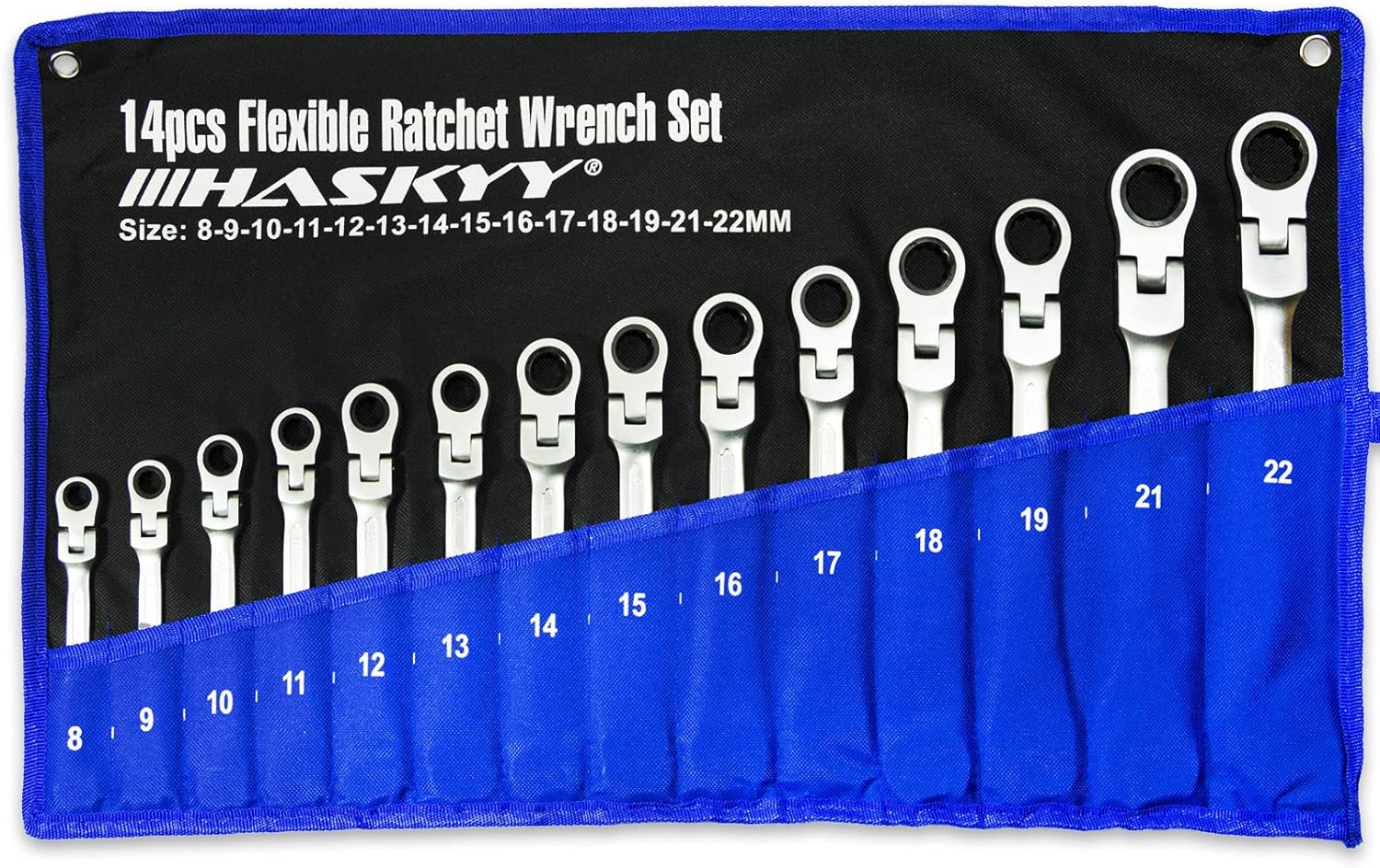 14Piece HASKYY Joint Ratchet Spanner Set I Set 824 mm OpenEnd