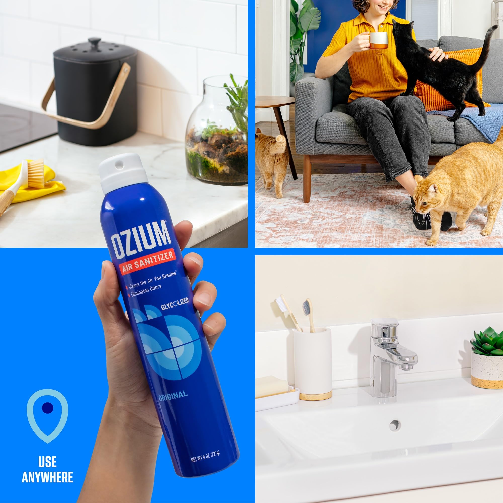 Ozium A807035-3 8 Oz. Air Sanitizer & Odor Eliminator for Homes, Cars, Offices and More, Vanilla Scent - 3 Pack