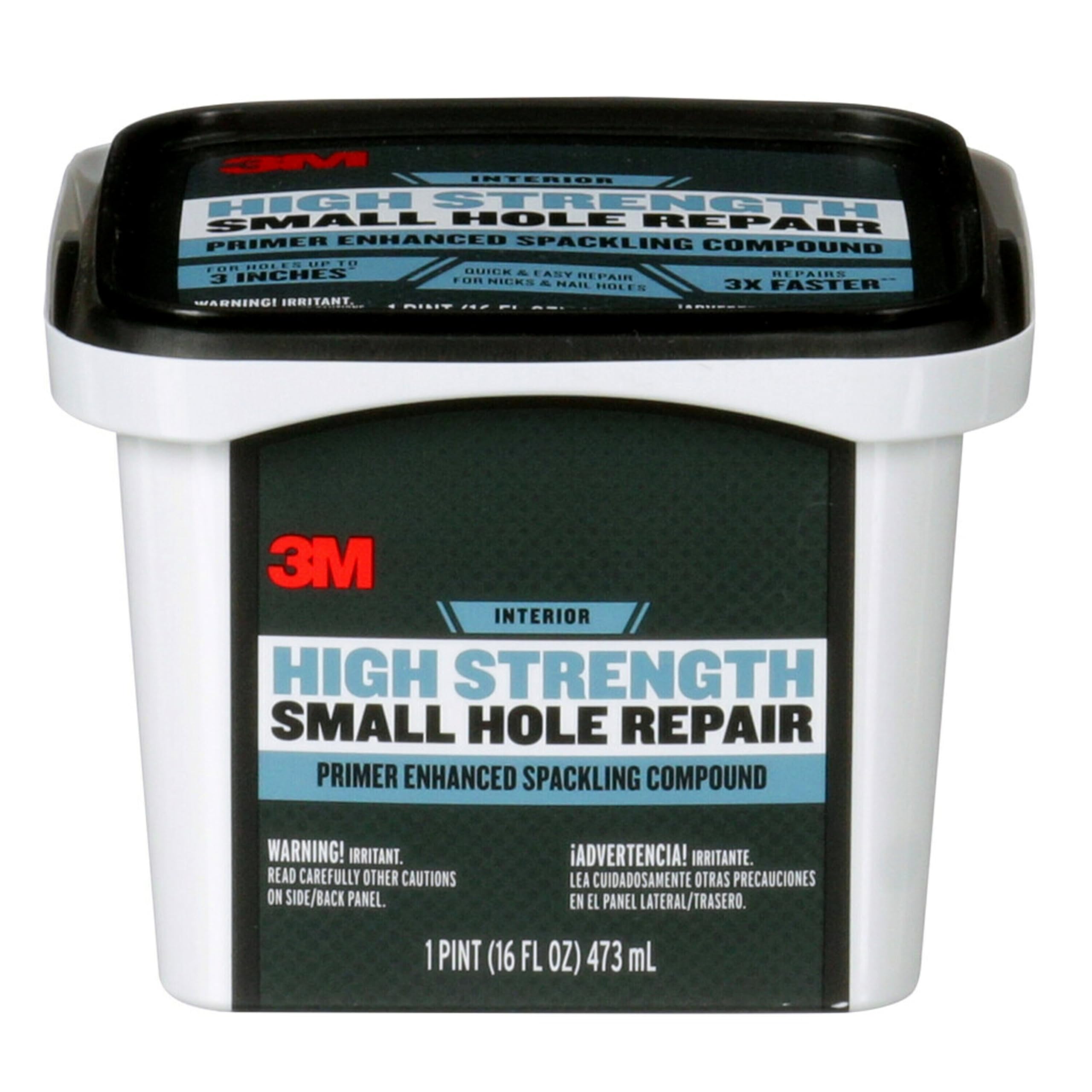 Photo 1 of 3M High Strength Spackling Compound, 16 oz., Small Hole Repair Primer Enhanced Spackling Compound, Quick & Easy Repair For Nicks & Nail Holes, No Shrinking, Cracking or Sagging (SHR-16-BB)