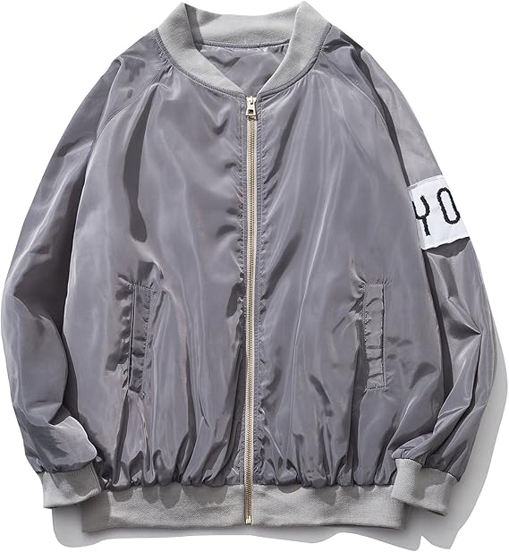 Amazon みどり出口 秋冬 メンズ ジャケット スタジャン フライトジャケット ブルゾン ジャンパー ロングジャケット ジップアップアウター お兄系 撥水加工 防水 防風 L グレー 並行輸入品 コート ジャケット 通販
