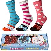 scenicamp 3 Pairs Donut Funny Socks for Women Girls Teens Cute Macaron Socks Gift Box for Birthday Christmas