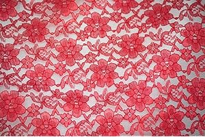 FABRIC EMPIRE Lace Floral Rachelle Fabric 60" Wide Sold by The Yard (RED)