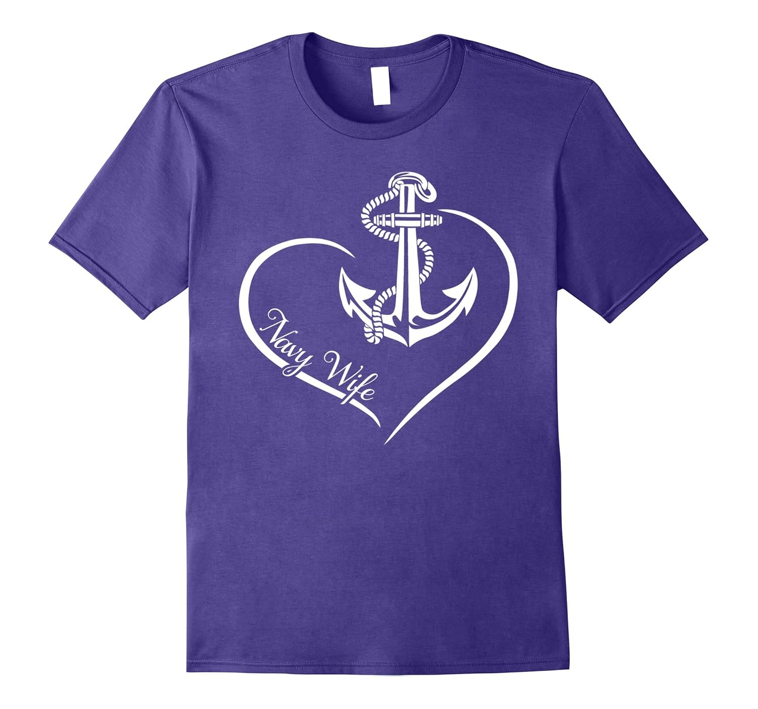 Proudly Cool US Navy Wife Heart Gift T-shirts-ANZ