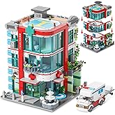 City Hospital Building Block Set, Architecture Building Set for Adults with Ambulance, Miniature Hospital World, Detailed Cra