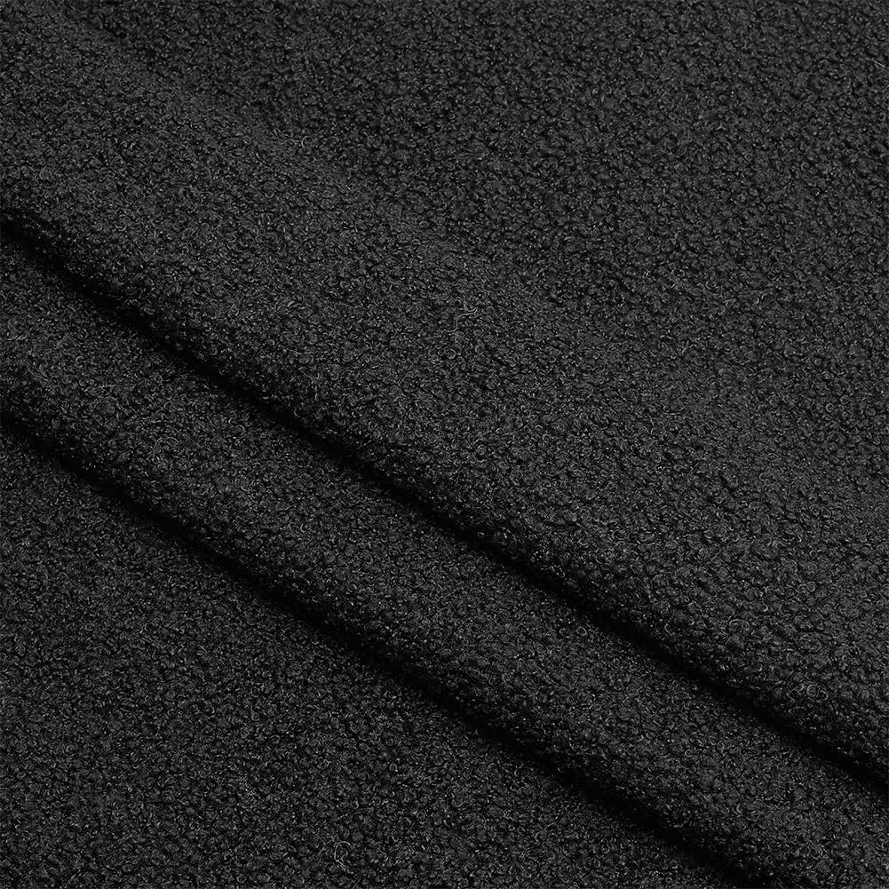 FINGERINSPIRE 1 Yard/0.9M Teddy Bears Fabric with Little Curls 160cm Wide Black Short Plush Fabric for Sewing Polyester Teddy Plush Cloth Material by The Yard for Toy Stuffed Animal Making