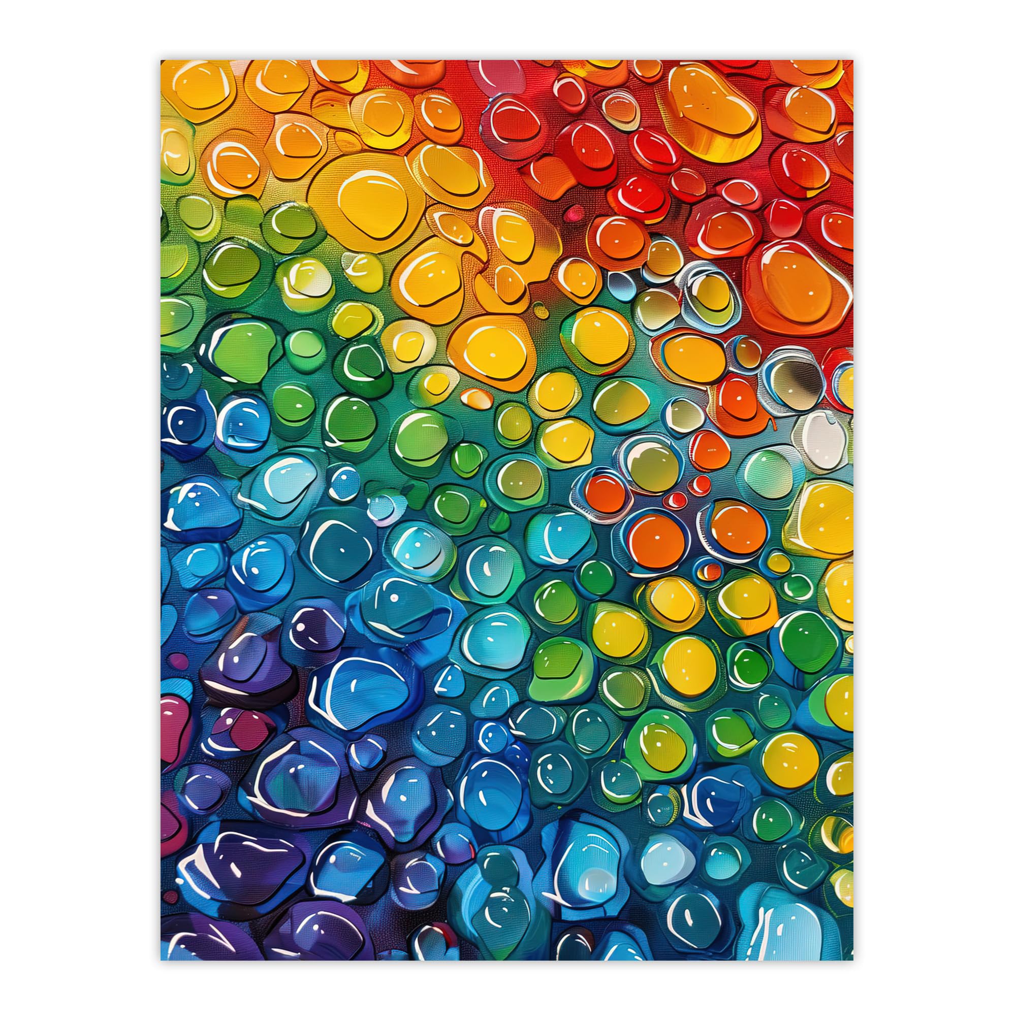 Artery8 Rainbow Raindrops Abstract Painting Colourful Living Room Extra Large XL Wall Art Poster Print
