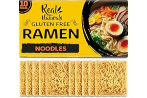 Gluten free ramen noodles (10 packs) gf gluten free noodles vegan healthy brown rice noodle. Low sodium ramen plain noodle no seasoning. Gluten-free pasta Japanese food yakisoba lo mein. Real Naturals