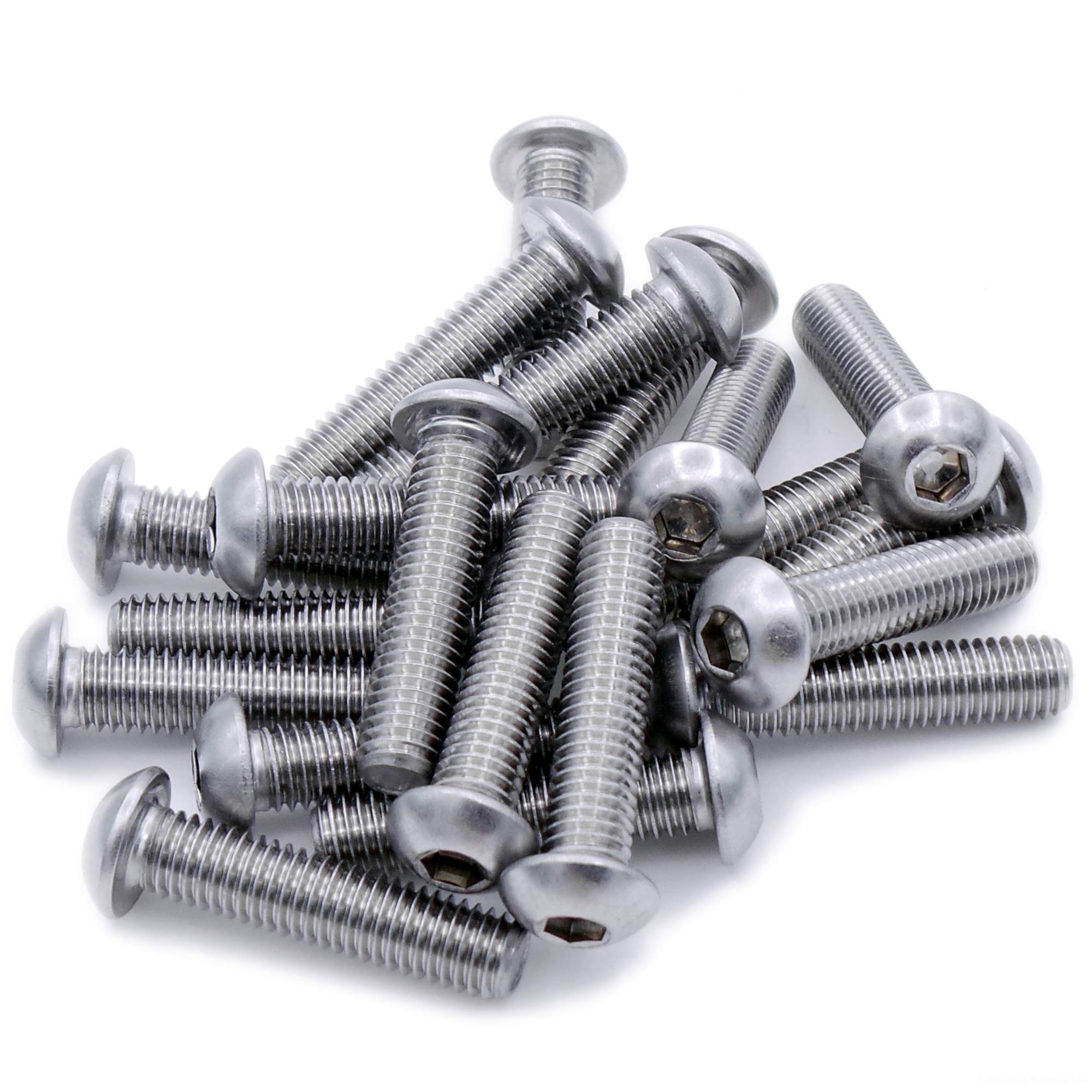 M5 (5mm x 12mm) Hex Socket Button Machine Screw (Bolt) - Stainless Steel (A2) (Pack of 20)