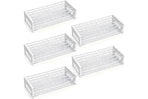 OMAWRF 5 Pack Plastic Test Tube Rack, 50 Holes Lab Rack Holder for 18mm Tubes, Detachable, Transparent