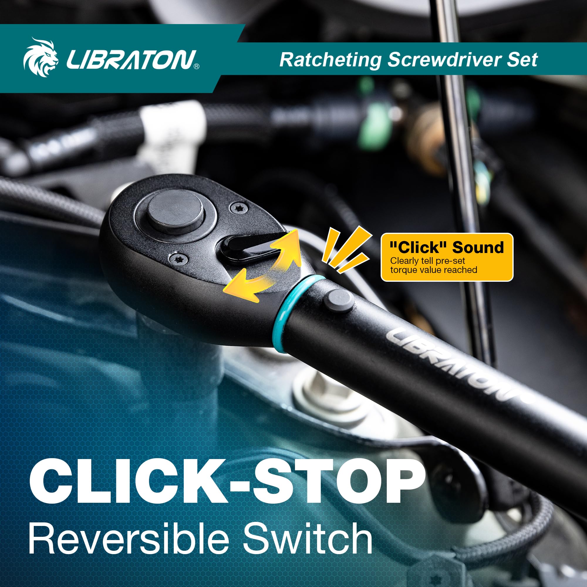 LIBRATON Drehmomentschlüssel 1/2 Zoll, 50–350NM, Drehmomentschlüssel Auto ±3% Genauigkeit, Gelenkgriff 1/2 Zoll, 72-Zahn-Dual-Direction Verstellbarer Drehmoment für Auto, Motorrad Reparatur 6