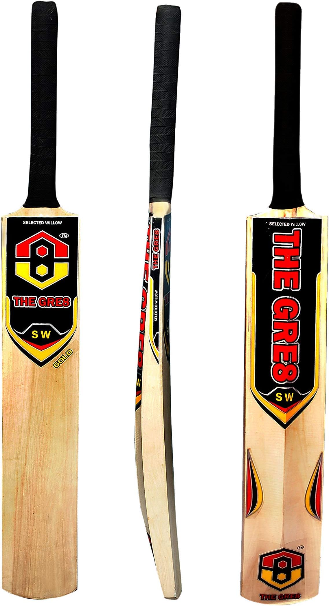 THE GRE8 T2020 Cricket Bat Popular Willow(Full Size) Tennis Balls.for Age 15+ Years or Height 5.5 Feet and Above.Long Handle (950-1000) GMS Light Weight