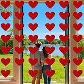 OHOME Valentines Day Decorations - 40 Pack Red Felt Heart Hanging Banner Backdrop | Valentines Decor Party Supplies Favors for Wall Home Office - Galentines Day Decorations for School Classroom Outdoor Indoor