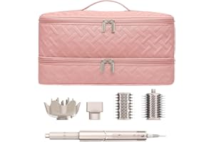 ARLMEGOR Double-Layer Travel Carrying Case for Revlon One-Step Hair Dryer Brush/Volumizer Styler Shark FlexStyle Attachment Portable Storage Organizer Bag Hair Tools Travel Bag (Pink)