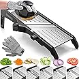 Mandoline Food Slicer, Adjustable Stainless Steel with Waffle Fry Cutter Crinkle Cut Potato Chip Vegetable Onion