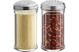 12 Oz Parmesan Cheese Shaker/salt and pepper shakers with Stainless Steel Lid, Clear Plastic seasoning shaker, sugar/spice dispenser, large salt and pepper shakers (360 ml) by GEEX DEPOT (2, 12 Oz)