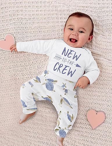 Newborn Baby Boy Clothes New To The Crew Letter Print Long Sleeve