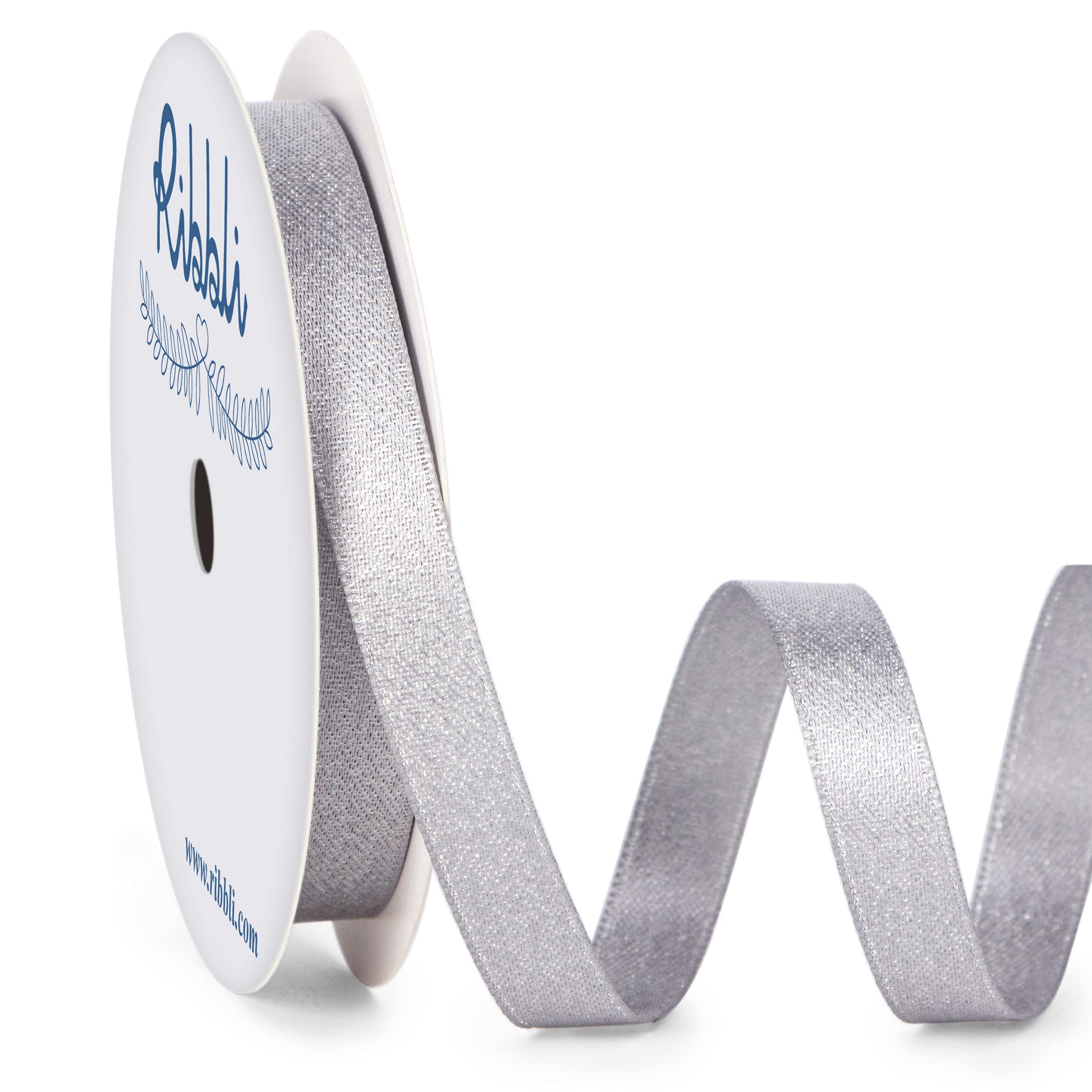 Ribbli Silver Double Faced Purl Ribbon, Luxury