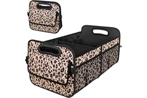 Deosk Trunk Organizer for SUV, Car Organizers and Storage with 6 Pocket, Car Accessories for Women/Men - Large, Leopard Print