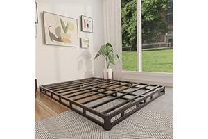 FMDMR King Box Spring 4 Inch, Low Profile King Size Box Spring Only, Heavy Duty Mattress Foundation Metal Bed Base with Fabric Cover, Easy Assembly, Non-Slip, Noise Free