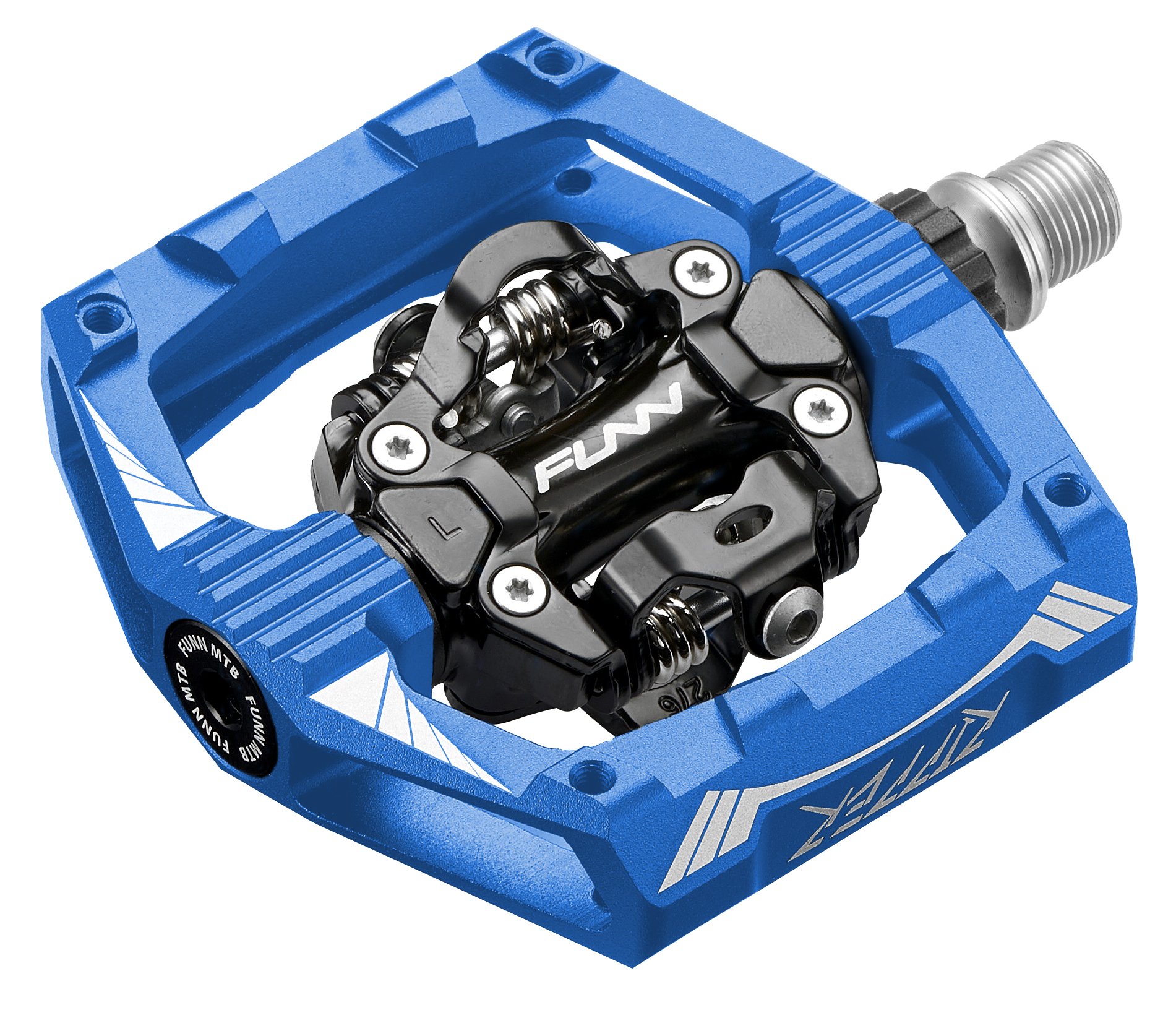 Funn Ripper Mountain Bike Clipless Pedals, Rocker Clip/Spring-Loaded Clip-in Mechanism, Compatible with SPD Cleats, 9/16" CrMo Axle Bicycle Pedals for MTB/Gravel Cycling (Blue)